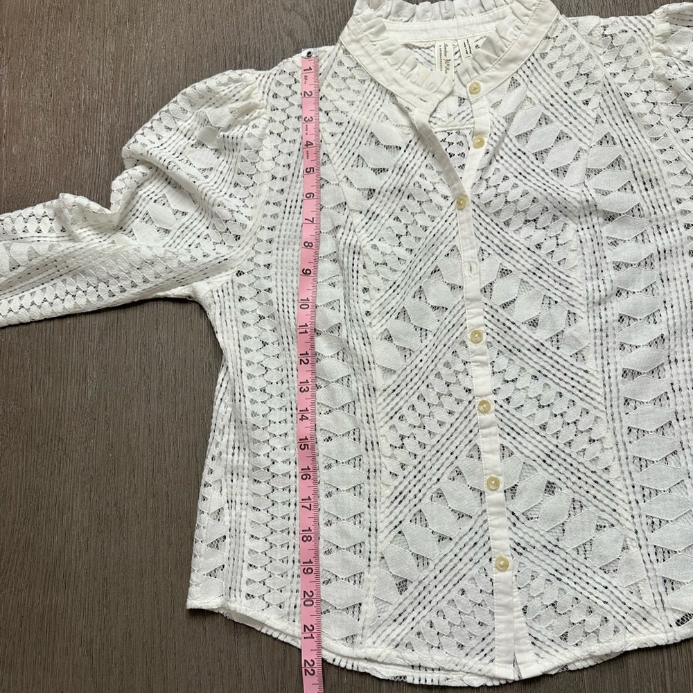 Anthropologie Meadow Rue Lace Button-Down Blouse | Size 6 - Picture 4 of 10